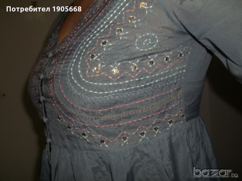 Сива риза-туника с бродерия №40, снимка 1