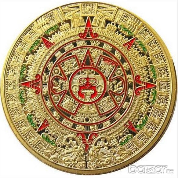 ПОЗЛАТЕНА КОЛЕКЦИОННА МОНЕТА ПЛАКЕТ Календара на маите, снимка 1