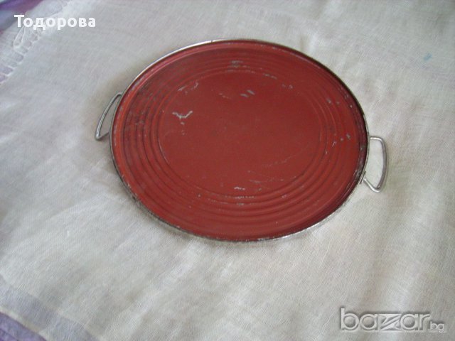 Старинен поднос-стъкло и метал., снимка 3 - Антикварни и старинни предмети - 15561948