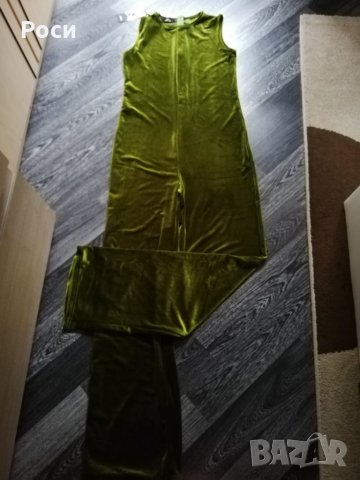 Нов дамски гащеризон зелен плюш -  размер С- М, 147 дължина, снимка 4 - Гащеризони - 25337394