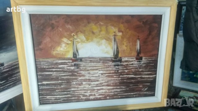 Автентична картина "Изгрев", снимка 3 - Картини - 24721528