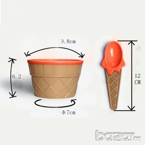 чашка купичка  +  лъжичка за сладолед крем пластмасови , снимка 2 - Кухненски принадлежности - 18223705