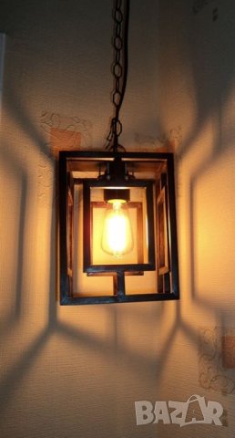 Висяща декоративна дървена лампа, снимка 3 - Полилеи - 21772308