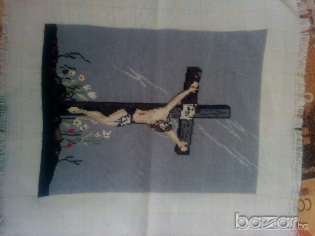 Разпятието-гоблен, снимка 3 - Гоблени - 21307638