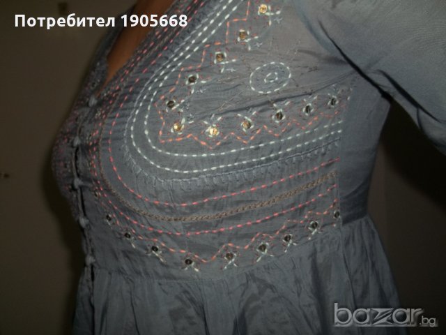 Сива риза-туника с бродерия №40