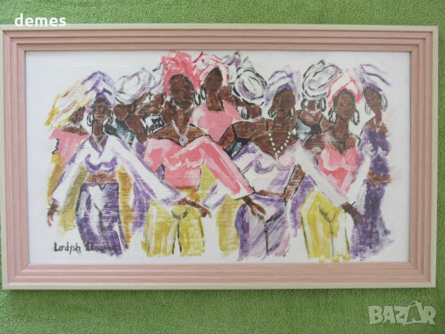  Танцуващи жени-картина с маслени бои, снимка 2 - Картини - 25769777