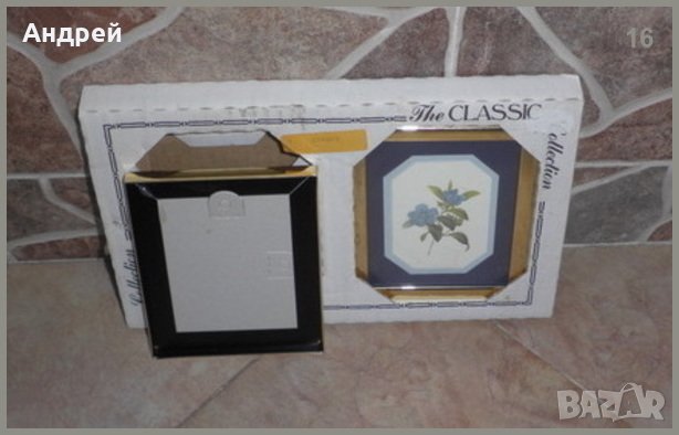 Двойка картини на горски цветя(билки?) в метални рамки със златен цвят, снимка 2 - Картини - 22844748