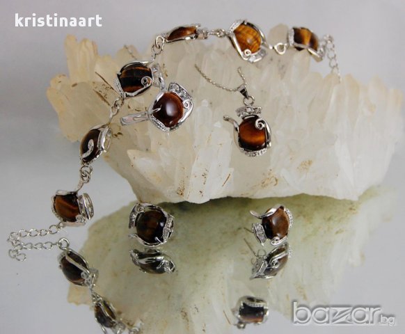 Комплект от 5ч тигрово око 