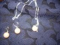 Сет - колие с висулка + обеци "Бели перли", снимка 2