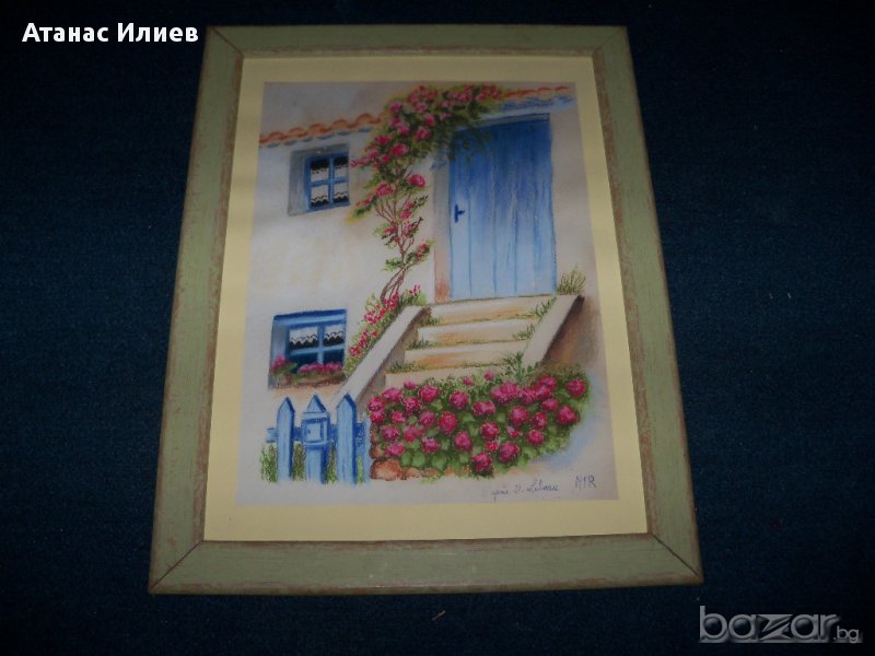 " Вратата към дома", пастел, френски художник, снимка 1