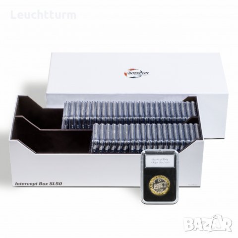  Кутия INTERCEPT "Leuchtturm" за 50 броя сертифицирани монети, снимка 1 - Нумизматика и бонистика - 25135489