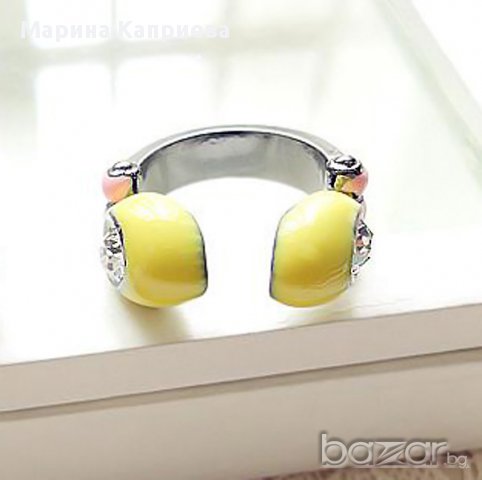 Пръстен "слушалки" /А-34/ . В наличност два цвята , снимка 2 - Пръстени - 10549686