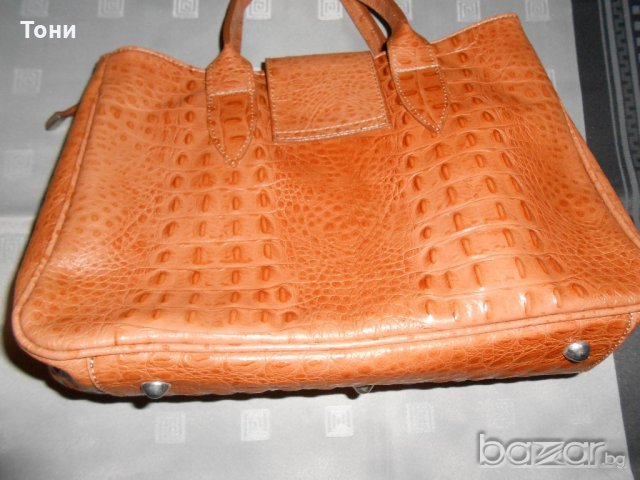 Кафява  кожена чанта genuine leather Made in Italy, снимка 12 - Чанти - 20925504