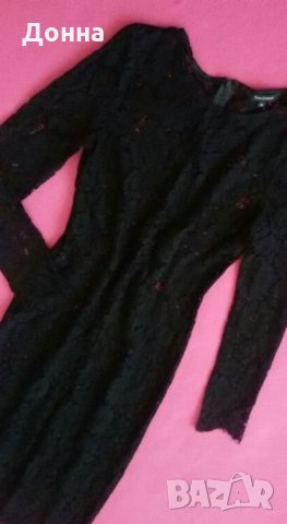 Черна рокля  от дантела на Tara jarmon , снимка 5 - Рокли - 22977163