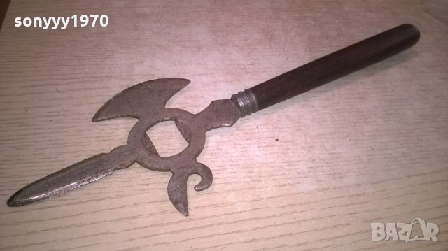 нож-32х11см-интересен метален с дървена дръжка-внос франция, снимка 2 - Колекции - 26193552