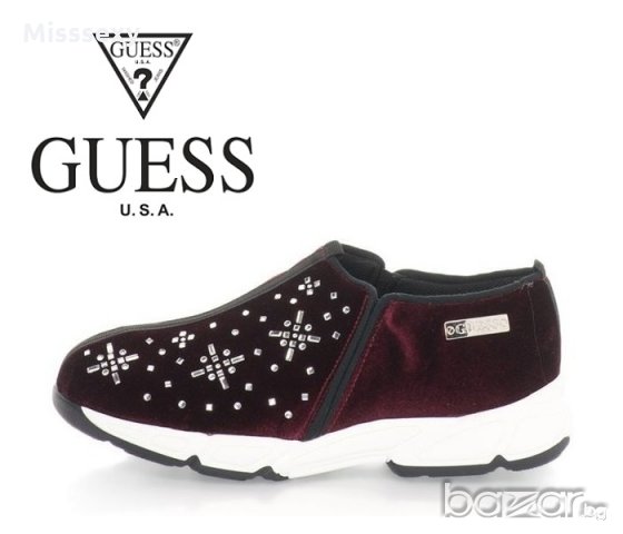 ПРОМО 🍊 GUESS 🍊 Оригинални спортни обувки в бордо с декоративни камъни 39 и 40 номер нови с кутия, снимка 9 - Дамски ежедневни обувки - 21099827