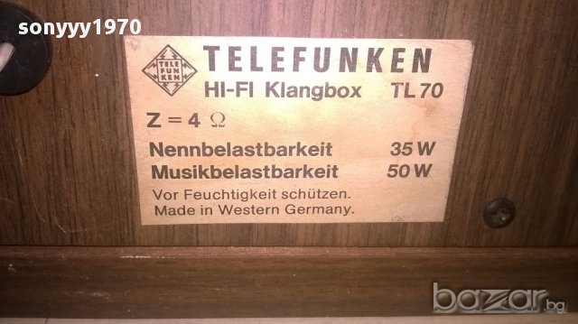 telefunken tl70/hi-fi-made in west germany-2бр внос швеицария, снимка 6 - Тонколони - 17059309