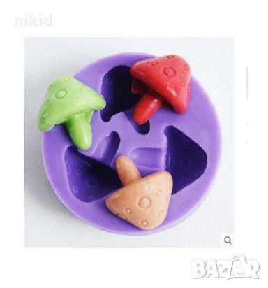 3 малки гъбки гъба силиконов молд форма декорация торта фондан шоколад и др.