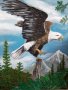 Маслена картина планински пейзаж с орел 