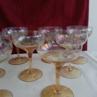 Ретро стъклени чаши за вино кана и чаши перлени и гравирани , снимка 12 - Антикварни и старинни предмети - 20343831