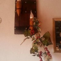 Двоен аплик-стенна лампа от автентични реставрирани бъчви с дървени чашки!, снимка 2 - Лампи за стена - 15789068