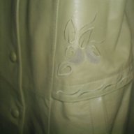Дамско зелено манто с декорация от бродерии / естествена кожа / голям размер , снимка 7 - Палта, манта - 17282190