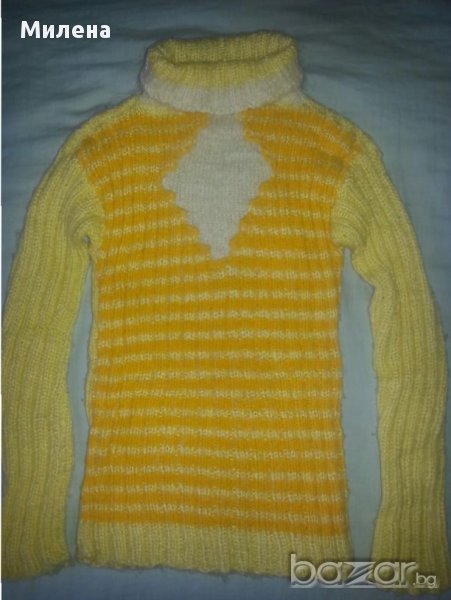 Ръчно изработен пуловер в жълто, снимка 1
