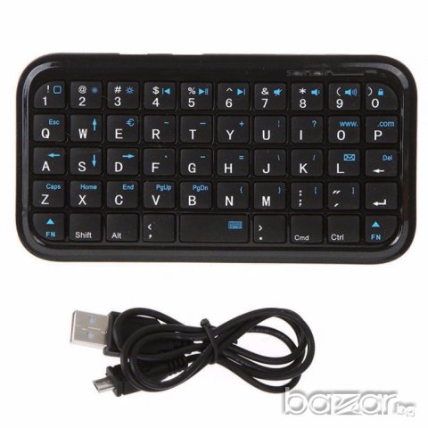 Универсална мини блутут клавиатура за смартфони и таблети + USB кабел, снимка 2 - Селфи стикове, аксесоари - 15649395