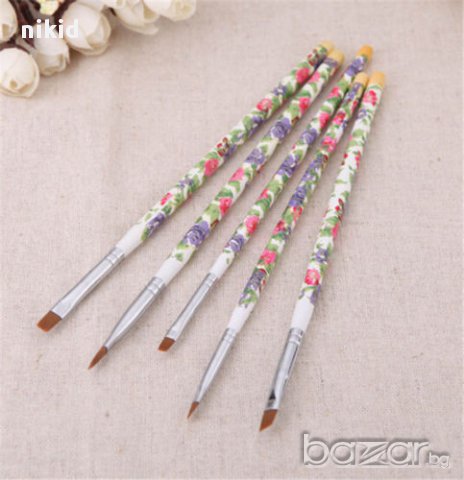 дървени четки за нокти декорация маникюр 5 бр на цветя
