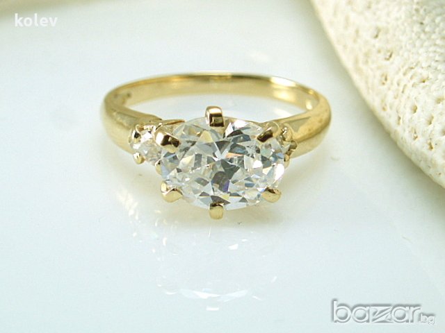 Златен пръстен КРАСИВ с цирконии 3.12 грама/размер №51, снимка 5 - Пръстени - 11250928