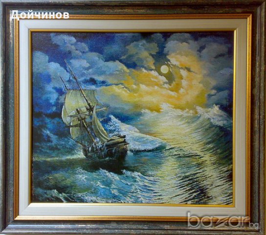 "Лунна симфония", морски пейзаж, картина, снимка 1 - Картини - 19708468