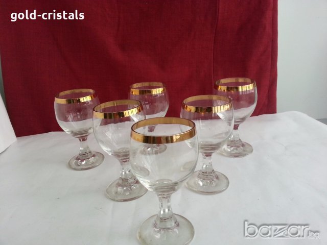 Ретро кристални чаши с златен кант , снимка 13 - Антикварни и старинни предмети - 19581397