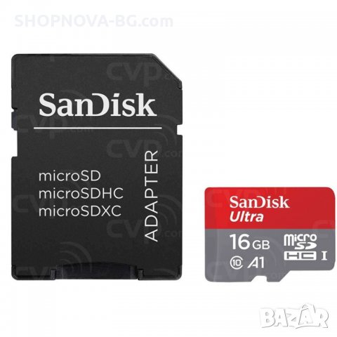 Карта памет SanDisk, 16GB, 98Mb/s, Class 10, с Адаптер в комплекта 