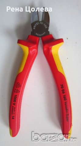 Клещи резачки Knipex VDE 160мм двукомпонентна дръжка, снимка 3 - Клещи - 18601858