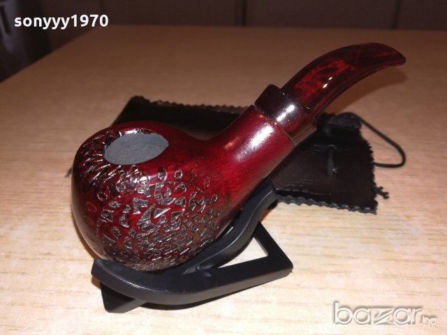 лула с поставка/стоика и кожен калъф-13х5х4см-внос швеицария