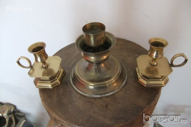  Стари масивни бронзови - Свещници - 3бр. !!! (00531), снимка 2 - Други стоки за дома - 11739045