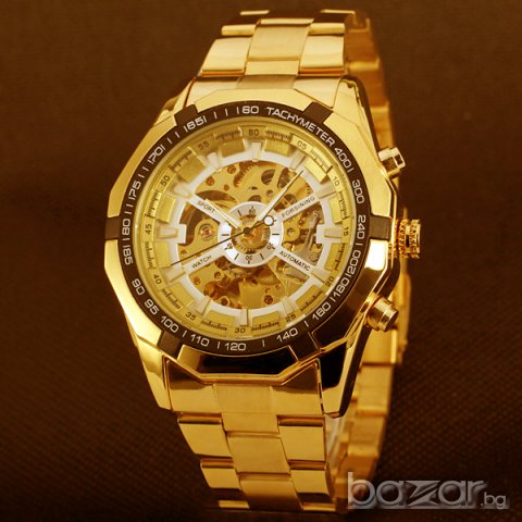 ПОЗЛАТЕН с 18карата злато Автоматичен часовник WINNЕР № 1  SKELETON , снимка 3 - Мъжки - 14417458
