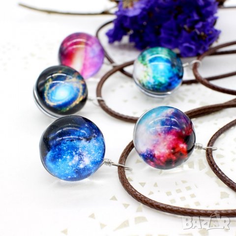 🚀 Сферично Кожено Колие тип Вселена с уникални изображения - 3D ефект! 🌆, снимка 4 - Колиета, медальони, синджири - 21723893
