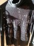 Блуза дамска черно поло с пайети, снимка 2