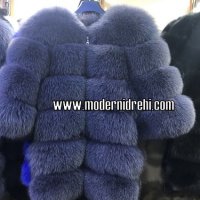Дамско палто от лисица турско тъмно синьо, снимка 1 - Сака - 19551513