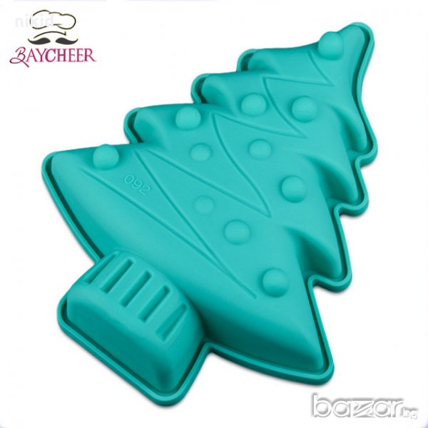 декорирана Елха с топки средна силиконова форма за кекс желе декорация, снимка 1