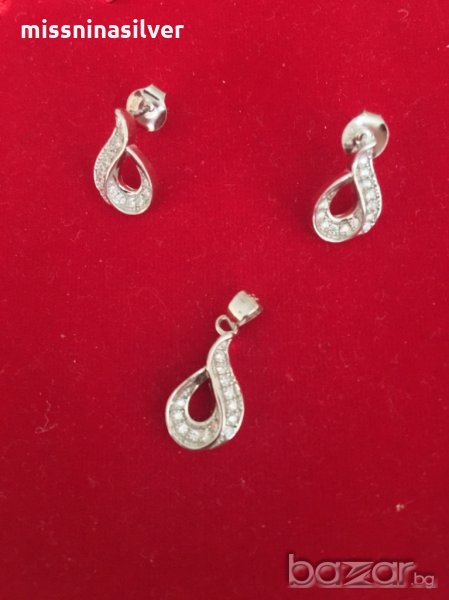 Сребърен комплект капка, снимка 1