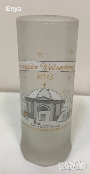 Стъклена матова чаша ( халба ), немска, за греяно вино - за колекционери, снимка 1