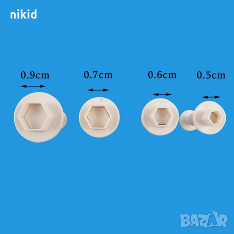 4 малки шестоъгълника шестоъгълници шестоъгълник пластмасови форми резци с бутало форма резец 