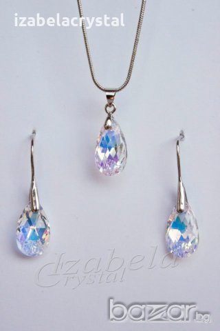 Комплект Сваровски ”pear-shaped'' Crystals from SWAROVSKI ®, снимка 3 - Бижутерийни комплекти - 18444434