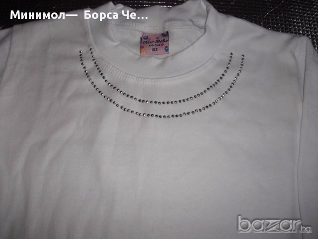 1081: Бяла блузка с камъни - 6,50 лв., снимка 2 - Детски Блузи и туники - 17694160