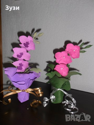 Цветя от хартия-орхидея, снимка 8 - Изкуствени цветя - 24675846