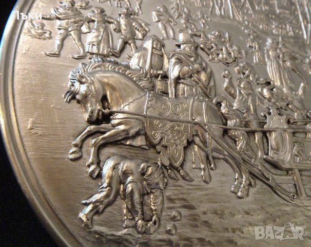 WMF релефно пано,картина от калай Зима. , снимка 7 - Антикварни и старинни предмети - 25555342