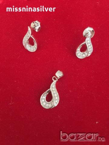 Сребърен комплект капка