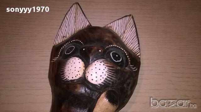 Голямо дървено коте-51х12х5см-внос швеицария, снимка 4 - Антикварни и старинни предмети - 16739689